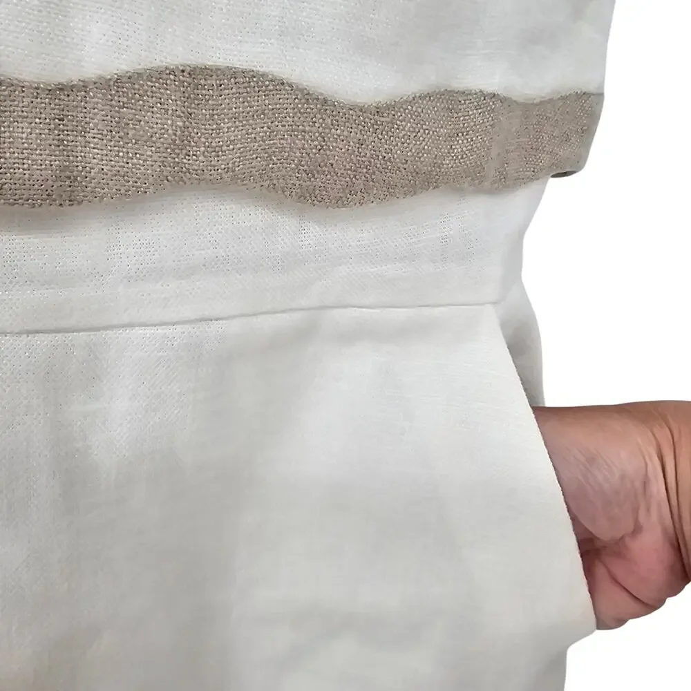 J. Crew Womans size 2 Going Places Knee Length  Linen Tank Dress Ivory G4446